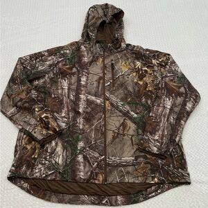 Realtree Xtra Dark Earth Camo Hooded Zip Jacket Scent Factor Outdoor - MENS 3XL
